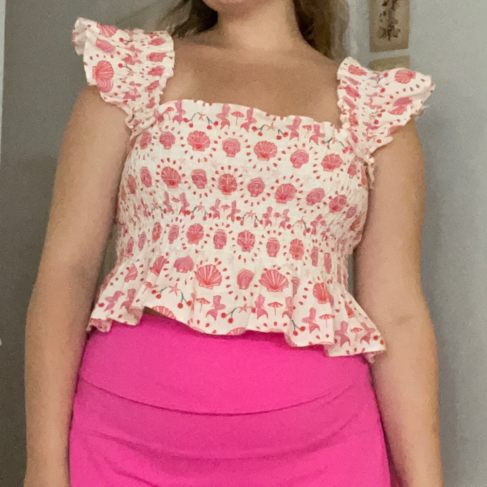 Hill house smoked tank top pink blouse